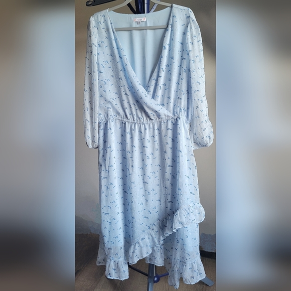 2XL Blue floral dress with ruffles - Picture 1 of 6